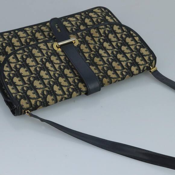 DIOR Trotter Canvas Shoulder Bag Navy Gold - Picture 6 of 12